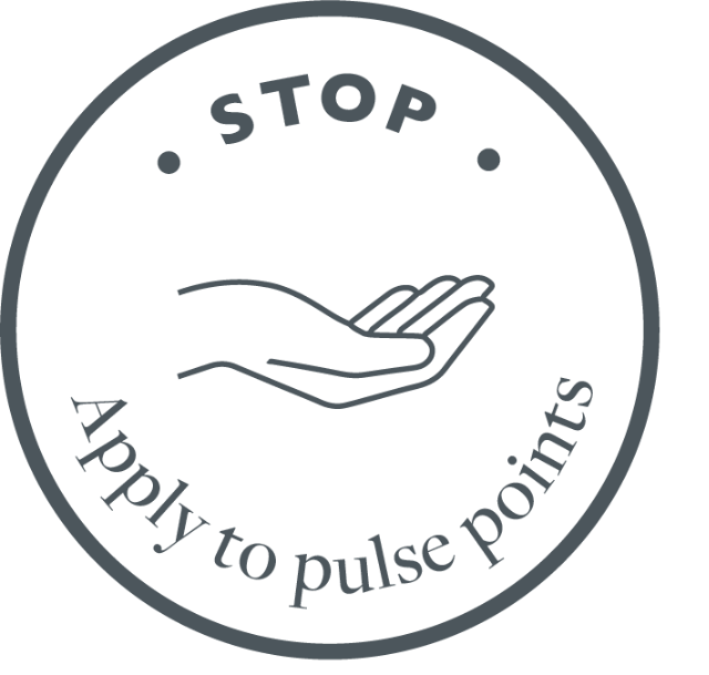 Stop. Apply to pulse points.